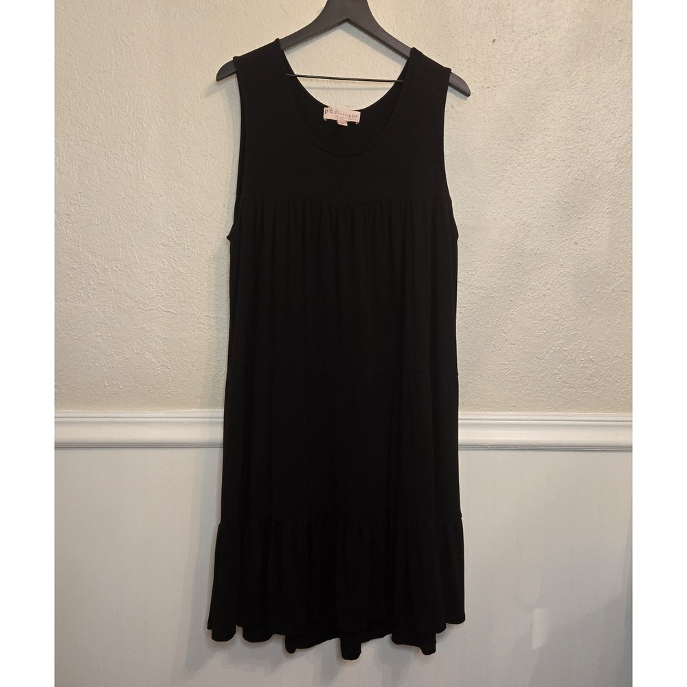 Philosophy Womens Sleeveless Dress Casual Tiered Stretch Black Comfy 2X XXL‎